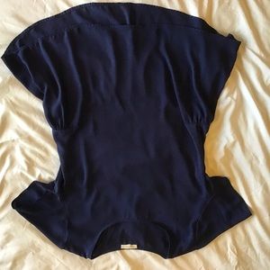 Navy peplum blouse. Short sleeve